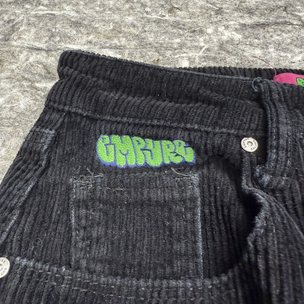 Empyre Tori 90s Black Corduroy Skate Pants Women's Size 0, 29" Inseam Cargo - Picture 6 of 11